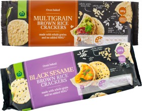 Woolworths-Brown-Rice-Crackers-100g on sale