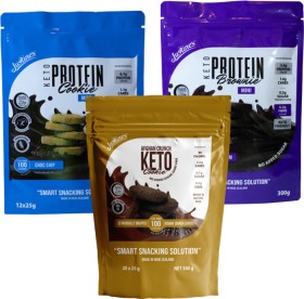 Justines-Keto-Protein-Cookies-500g-or-Brownies-Minis-12-Pack on sale