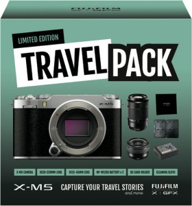 Fujifilm-X-M5-Travel-Pack-with-15-45mm-Lens-and-50-230mm-Lens on sale