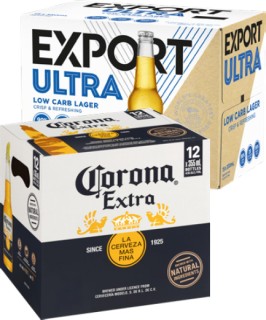 Export+Ultra+Low+Carb+15+x+330mL+Bottles+or+Corona+Extra+12+x+355mL+Bottles