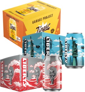 Liberty+Brewing+Divine+Wind+or+Little+Liberty+Miniature+Hazy+Pale+Ale%2C+Garage+Project+Zinger+or+Good+Shout+6+x+330ml+Cans