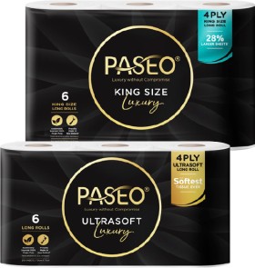Paseo+4+Ply+Toilet+Tissue+Ultra+Soft+or+King+Size+6+Pack