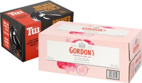 Gordon%26rsquo%3Bs+Pink+Gin+%26amp%3B+Soda+4%25+or+Tui+RTD+Range+7%25+18+x+250mL+Cans