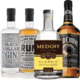 Old-Crow-Bourbon-1L-Medoff-Classic-Premium-Vodka-1L-or-Black-Collar-Gin-or-Rum-700ml on sale