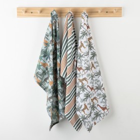 Design+Republique+Tropics+Cotton+Tea+Towels+3+Pack+Animals