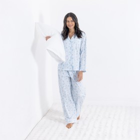 Gracious-Living-100-Cotton-Long-PJ-Set-Blue-Floral on sale