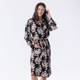 Gracious-Living-Black-Scallop-Floral-Robe on sale