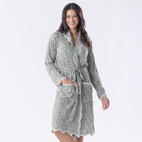 Gracious-Living-Khaki-Scallop-Floral-Robe on sale