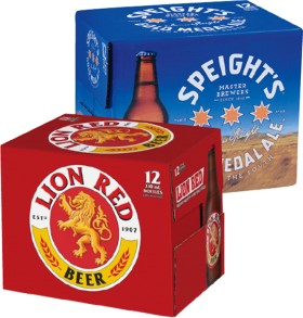 Lion+Red%2C+Speight%26rsquo%3Bs+Gold+Medal+Ale+or+Waikato+Draught%2A+Bottles+or+Cans+12+Pack