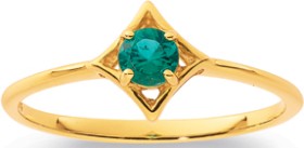 9ct+Created+Emerald+Star+Ring
