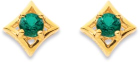 9ct+Created+Emerald+Star+Studs