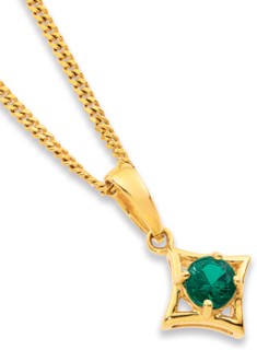 9ct+Created+Emerald+Star+Pendant