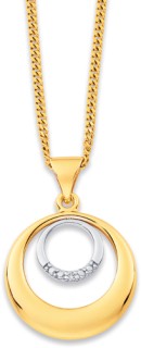 9ct+Two+Tone+Diamond+Circle+Pendant