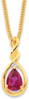 9ct+Created+Ruby+Diamond+Pendant