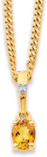 9ct+Citrine+%26amp%3B+Diamond+Pendant