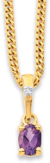 9ct+Amethyst+%26amp%3B+Diamond+Pendant