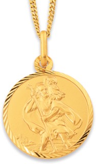 9ct+16mm+St.+Christopher+Gents+Pendant
