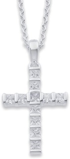 Sterling-Silver-Cubic-Zirconia-Cross-Pendant on sale