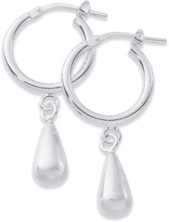 Sterling+Silver+12mm+Pear+Puff+Hoops
