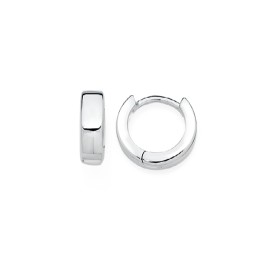 Sterling+Silver+10mm+Plain+Huggie+Earrings