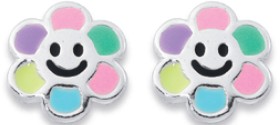 Sterling+Silver+Enamel+Happy+Flower+Studs