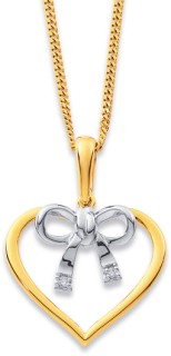 9ct+Two+Tone+Diamond+Heart+Pendant