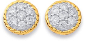 9ct%2C+Diamond+Round+Patterned+Studs