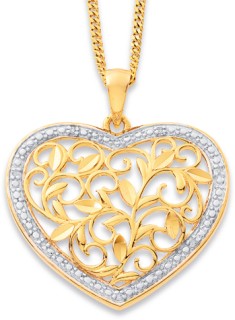 9ct-Diamond-Leaves-Heart-Pendant on sale