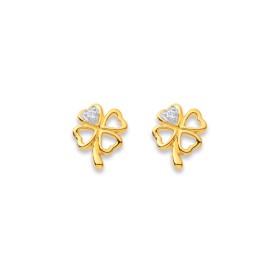 9ct%2C+Diamond+4+Leaf+Clover+Studs