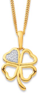 9ct-Diamond-4-Leaf-Clover-Pendant on sale