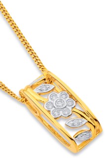 9ct-Diamond-Floral-Pendant on sale