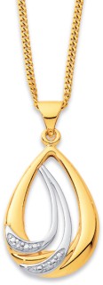9ct-Two-Tone-Diamond-Teardrop-Pendant on sale