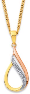 9ct-Tri-Tone-Diamond-Teardrop-Pendant on sale
