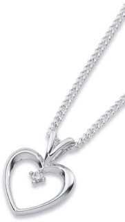 9ct+White+Gold+Diamond+Open+Heart+Pendant