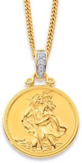 9ct%2C+Diamond+Bail+St.+Christopher+Pendant
