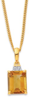 9ct+Citrine+%26amp%3B+Diamond+Pendant