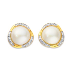 9ct+Mab%26eacute%3B+Pearl+Studs+with+Diamonds