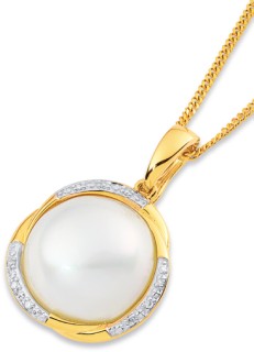 9ct+Mabe+Pearl+%26amp%3B+Diamond+Pendant