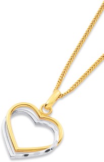 9ct-Two-Tone-Diamond-Cut-Open-Heart-Pendant on sale