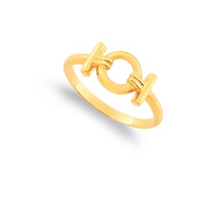 9ct+Circle+Fob+Inspired+Ring+Size+P