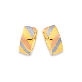 9ct+Tri+Tone+Diagonal+Stripe+Hoops