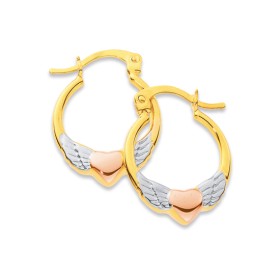 9ct-Tri-Tone-Angel-Wings-Heart-Hoops on sale