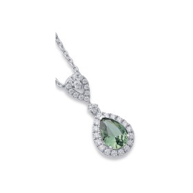 Sterling+Silver+Cubic+Zirconia+Green+Cubic+Zirconia+Pear+Halo+Drop+Pendant