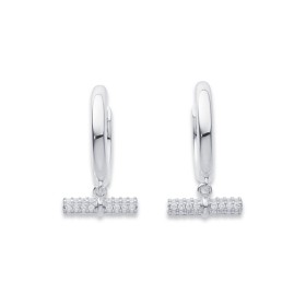 Sterling+Silver+Cubic+Zirconia+Fob+Huggies