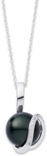 Sterling-Silver-Cubic-Zirconia-Black-Shell-Loop-Pendant-with-Chain on sale