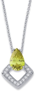 Sterling+Silver+Green+Cubic+Zirconia+Pendant