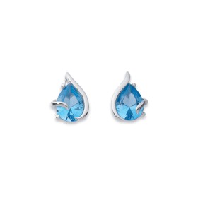 Sterling+Silver+Blue+Created+Spinel+Pear+Studs
