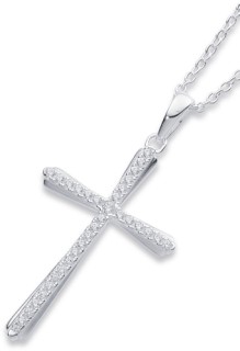 Sterling-Silver-Cubic-Zirconia-Cross-Pendant on sale