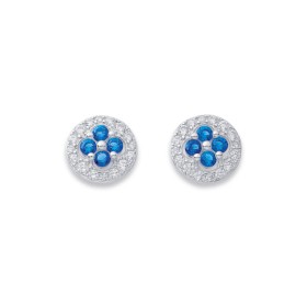 Sterling+Silver+Blue+Cubic+Zirconia+Clover+Studs