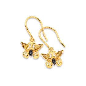 Eliza+9ct+Citrine+%26amp%3B+Black+Diamond+Butterfly+Hook+Earrings